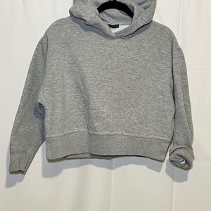 ZARA Gray Cropped Hooded Sweatshirt Women's Size Med